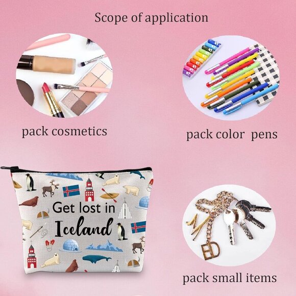 Iceland Travel Gift Get Lost in Iceland Cosmetic Bag for Iceland Traveler Gift W - Picture 7 of 7